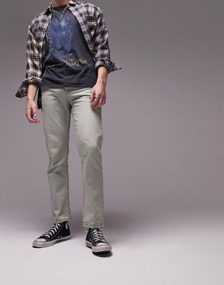 Topman relaxed jeans in mid wash tint-Blue