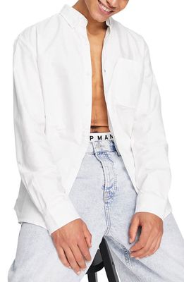 Topman Relaxed Oxford Button-Down Shirt in White
