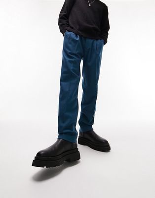 Topman relaxed wool mix pants in blue-Green