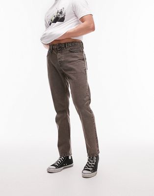 Topman rigid taper jeans in brown tint