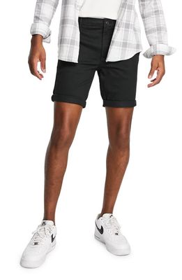 Topman Skinny Chino Shorts in Black