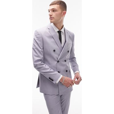 Topman Skinny Fit Double Breasted Sport Coat in Blue