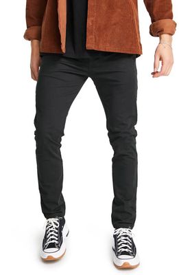Topman Skinny Fit Stretch Cotton Chinos in Black