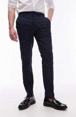 Topman Skinny Fit Textured Pants in Navy