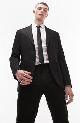 Topman Skinny Fit Textured Two-Button Suit Jacket in Black at Nordstrom, Size 42 R