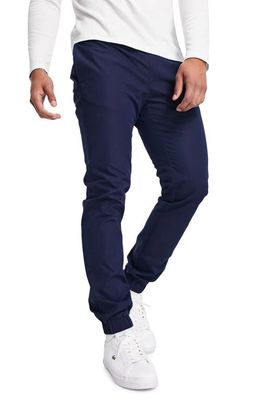 Topman Skinny Flat Front Stretch Twill Joggers in Navy