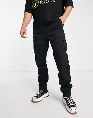 Topman skinny multi pocket cargo pants in black