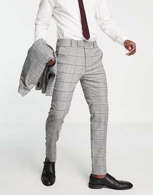 Topman skinny plaid wedding suit pants in black and white