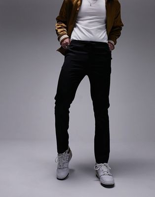 Topman skinny smart pants with elastic waistband in black