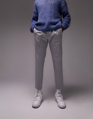 Topman skinny smart pants with elasticated waistband in light gray