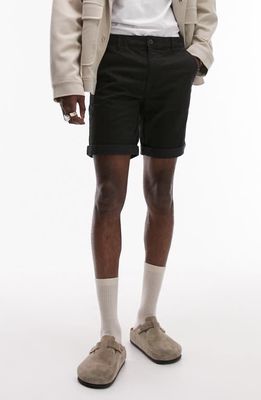 Topman Skinny Stretch Cotton Chino Shorts in Black