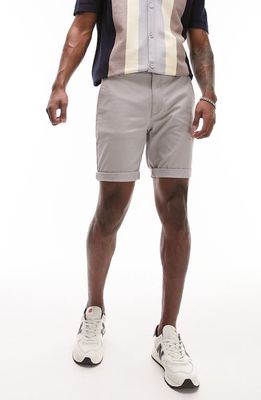 Topman Skinny Stretch Cotton Chino Shorts in Grey