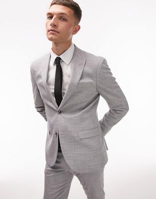 Topman skinny suit jacket in gray