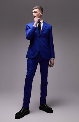 Topman Skinny Suit Jacket in Medium Blue