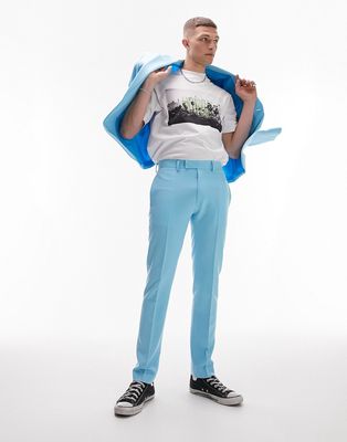 Topman skinny suit pant in blue