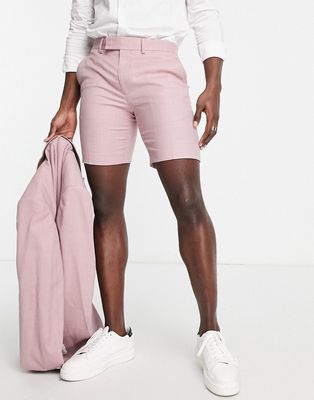 Topman skinny suit shorts in pink