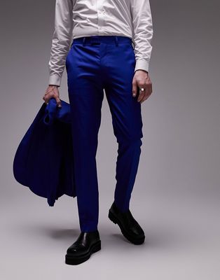 Topman skinny suit trousers in blue