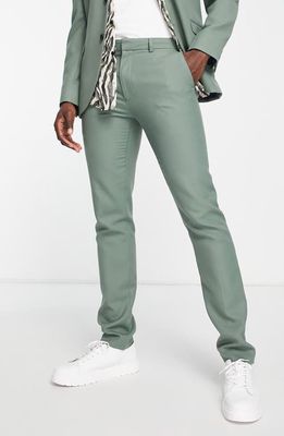 Topman Skinny Suit Trousers in Light Green