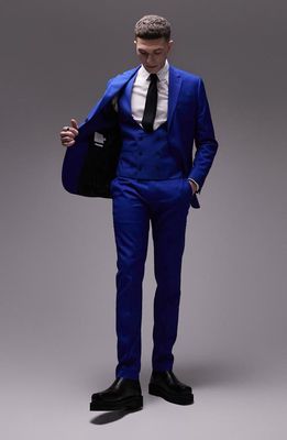Topman Skinny Suit Waistcoat in Medium Blue