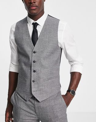 Topman skinny textured vest in gray-Black