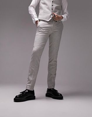 Topman skinny wool mix suit pants in gray
