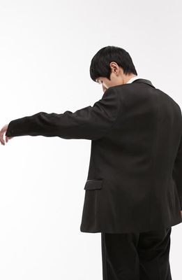 Topman Slim Fit Jacquard Suit Jacket in Black