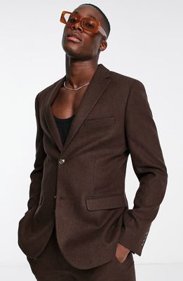 Topman Slim Fit Suit Jacket in Brown