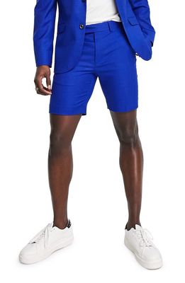 Topman Slim Fit Suit Shorts in Light Blue