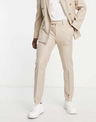 Topman slim suit pants in stone-Neutral
