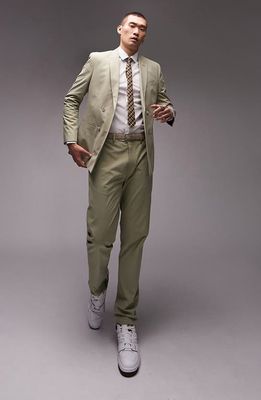 Topman Slim Suit Trousers in Khaki
