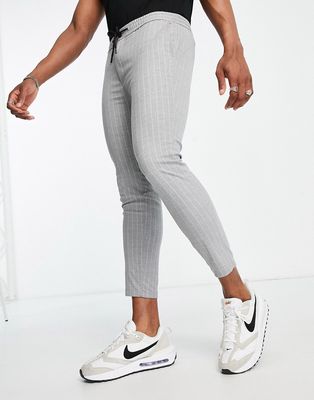 Topman smart sweatpants in gray stripe