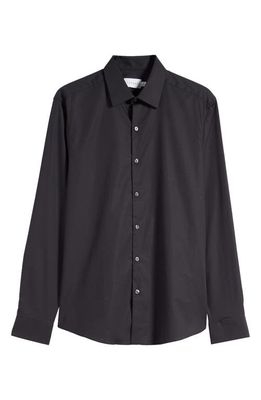 Topman Solid Black Stretch Button-Up Shirt