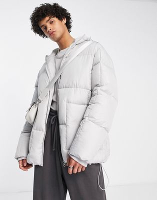 Topman square quilted puffer in gray