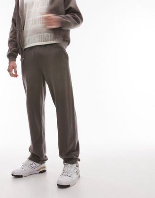 Topman straight sweatpants in washed brown