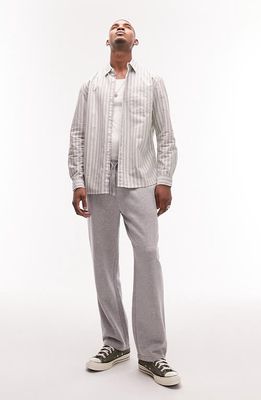 Topman Stripe Oxford Button-Down Shirt in Khaki