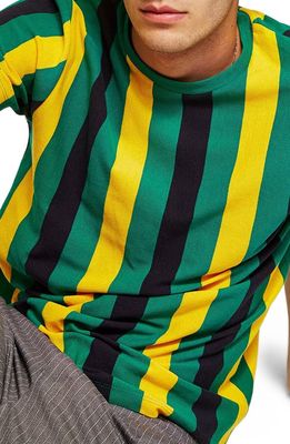 Topman Stripe Piqué T-Shirt in Green Multi