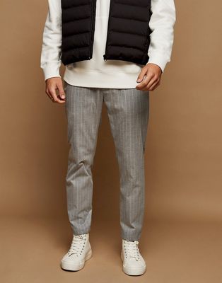 Topman stripe skinny sweatpants in gray and white-Grey