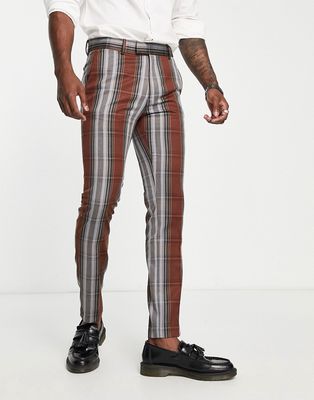 Topman suit pants in gray check