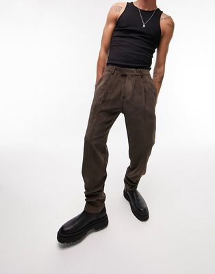 Topman tapered cord pants in brown - part of a set-Green