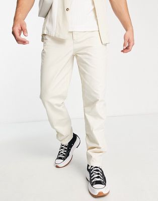 Topman tapered curved leg pants in ecru-White