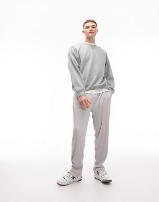 Topman tapered plisse sweatpants in light gray