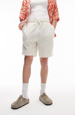 Topman Textured Oversize Drawstring Shorts in Ecru