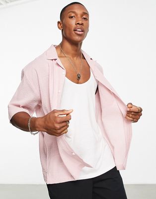 Topman textured shirt in pink