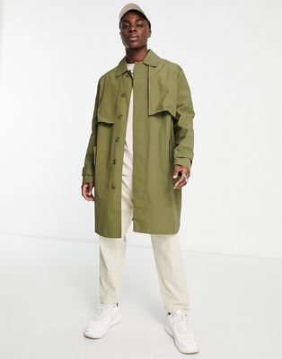 Topman trench coat in khaki-Green