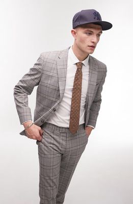 Topman Trim Fit Check Suit Jacket in Grey