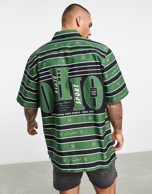 Topman varsity print shirt in green