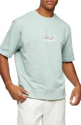 Topman Venice Beach Short Sleeve Crewneck Sweatshirt in Green
