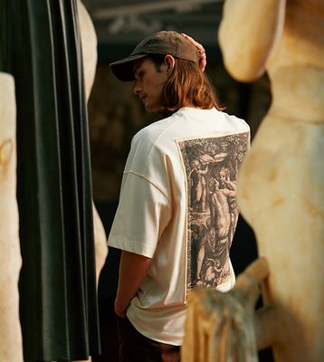 TOPMAN X ASHMOLEAN extreme oversized fit t-shirt with Adonis print in ecru-White