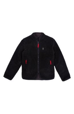 Topo Designs Faux Shearling Water Resistant Reversible Jacket in Black/Black