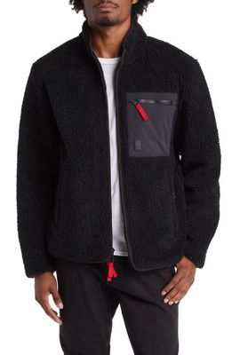Topo Designs High Pile Fleece Water Resistant Reversible Jacket in Black/Black